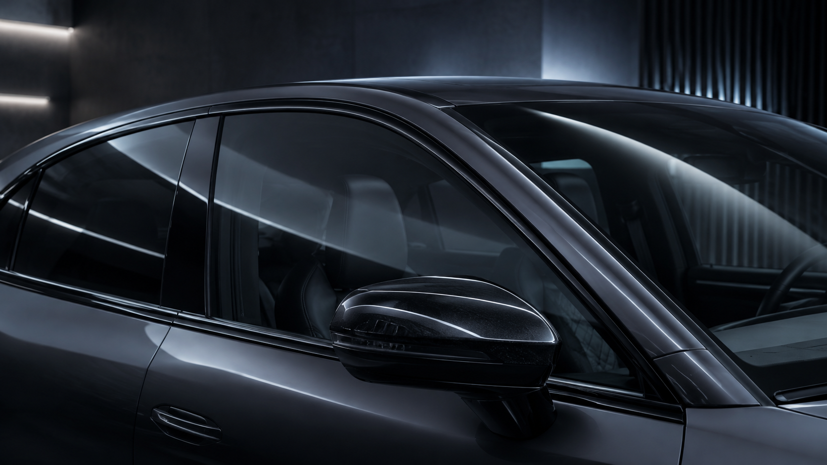 Automotive glass representing the RAYNARY window film series